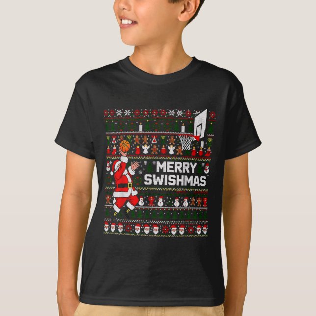 Merry Swishmas Santa Basketball Ugly Sweater Style (Front)