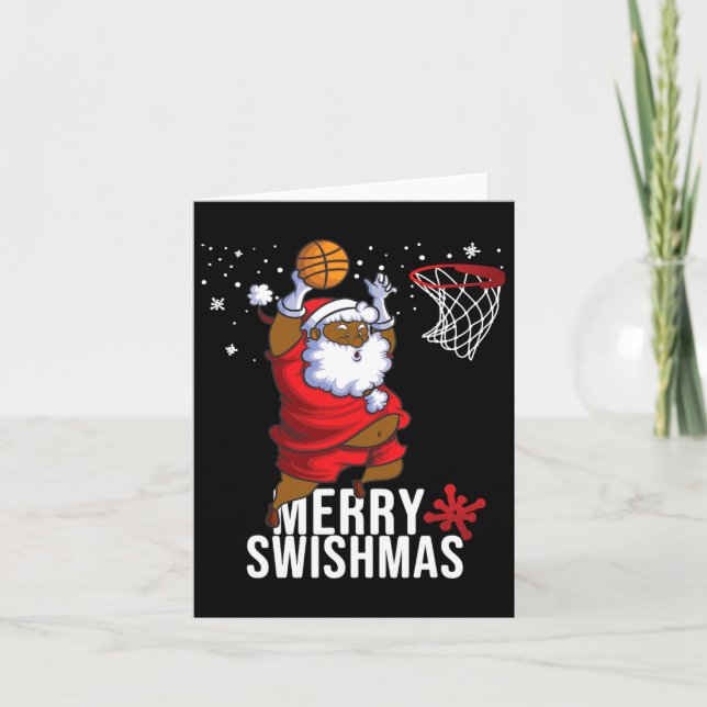 Merry Swishmas Santa Bysketbyll Christmas Pajamas  Card (Front)