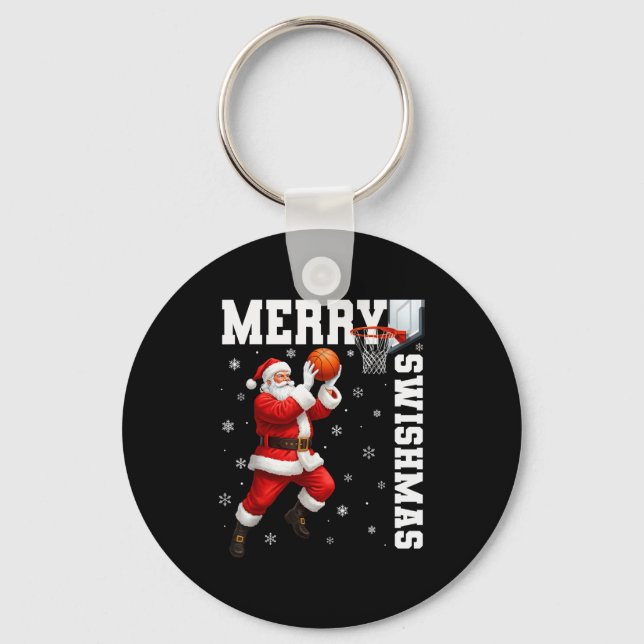Merry Swishmas Srt Christmas Basketball Xmas Men B Keychain (Front)