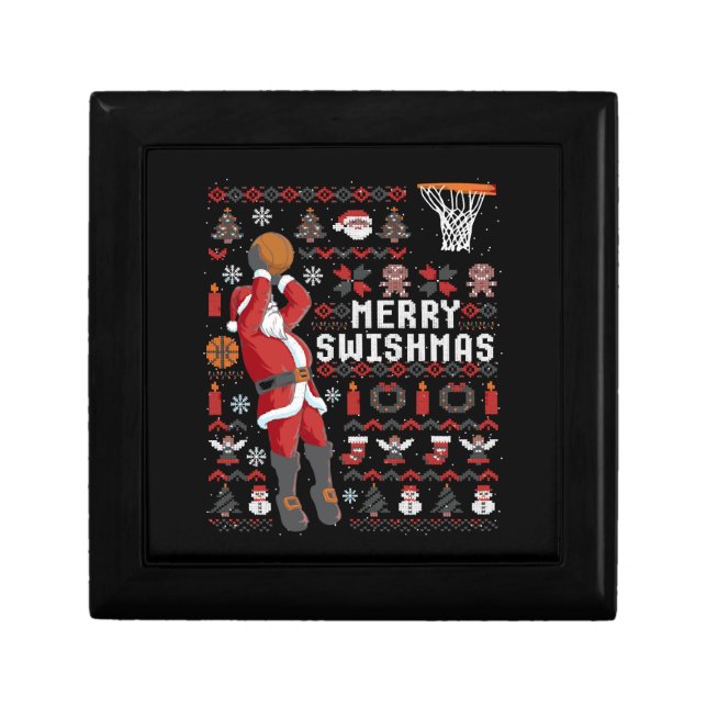 Merry Swishmas Ugly Christmas Basketball Christmas Gift Box (Front)