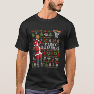 Merry Swishmas Ugly Christmas Basketball Christmas T-Shirt
