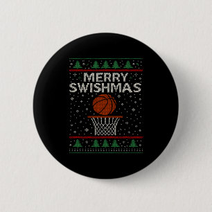 Merry Swishmas Ugly Christmas Sweater Basketball J Button
