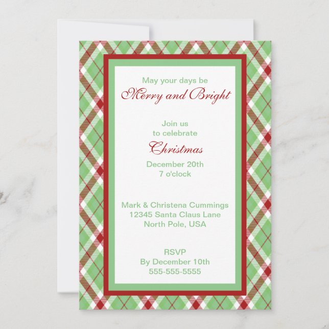 Merry Tartan Christmas Invitation (Front)