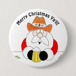 Merry Texas Christmas Ya'll Santa Button