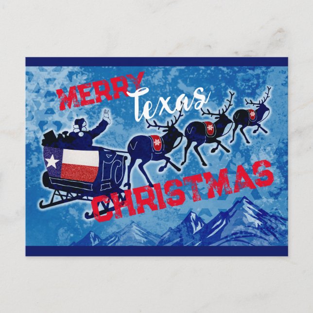 Merry Texas flag Christmas postcard (Front)