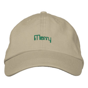 Merry Text Khaki Jolly Christmas Vibes Adjustable Embroidered Baseball Cap