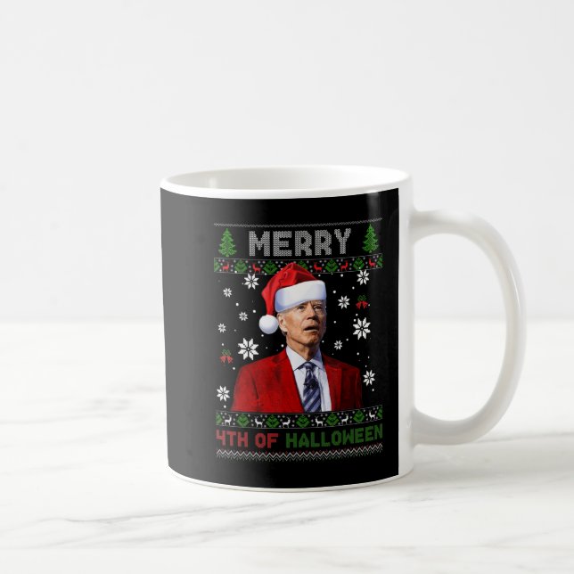 Merry th Of Halloween Fun Biden Ugly Christmas   Coffee Mug (Right)