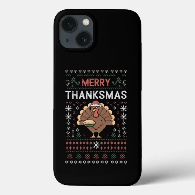 Merry Thanksmas Christmas Thanksgiving Turkey  Case-Mate iPhone Case (Back)