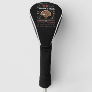 Merry Thanksmas Christmas Thanksgiving Turkey  Golf Head Cover