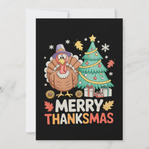 Merry Thanksmas Christmas Thanksgiving Turkey Xmas Holiday Card