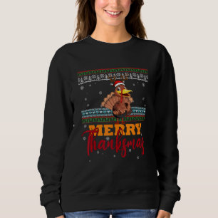 Merry Thanksmas Cute Turkey Santa Thanksgiving Hat Sweatshirt