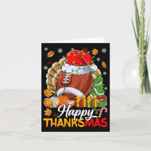 Merry Thanksmas Football Santa Hat Thanksgiving Ch Card