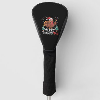 Merry Thanksmas Happy Thanksgiving Santa Turkey Es Golf Head Cover