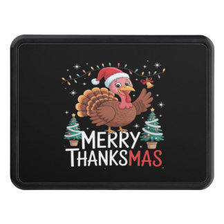 Merry Thanksmas Happy Thanksgiving Santa Turkey Es Hitch Cover
