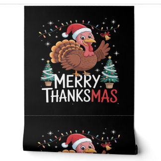 Merry Thanksmas Happy Thanksgiving Santa Turkey Es Wallpaper