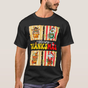 Merry Thanksmas Pumpkin Sce Latte Coffee Thanksgiv T-Shirt