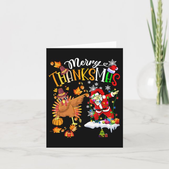 Merry Thanksmas Thanksgiving Christmas  Card (Front)
