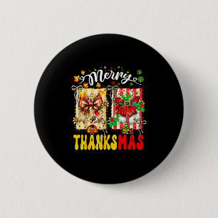Merry Thanksmas Thanksgiving Christmas Coquette Bo Button