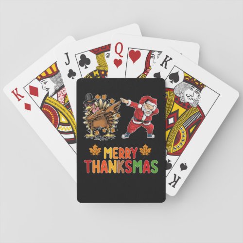 Merry Thanksmas Thanksgiving Fall Christmas Season Playing Cards
