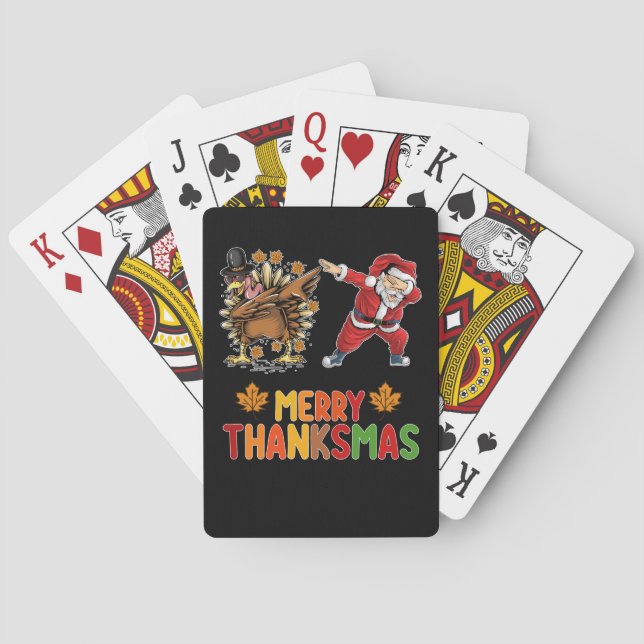 Merry Thanksmas Thanksgiving Fall Christmas Season Poker Cards (Back)
