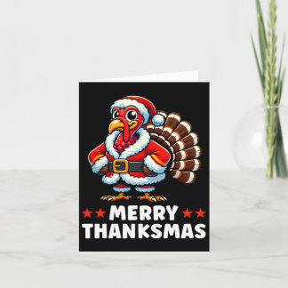 Merry Thanksmas Thanksgiving Turkey Xmas Funny Card