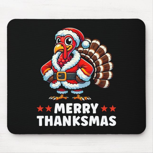 Merry Thanksmas Thanksgiving Turkey Xmas Funny  Mouse Pad (Front)