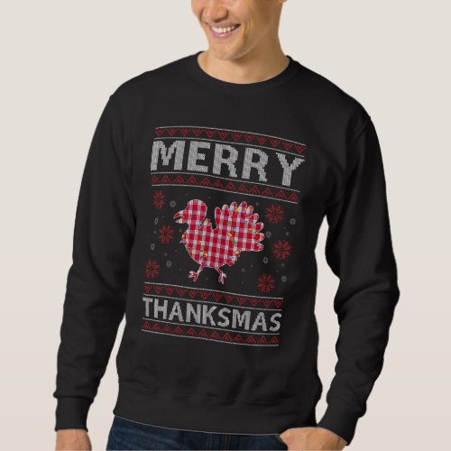 Merry Thanksmas Turkey Christmas Ugly Thanksgiving Sweatshirt