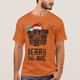Merry TikiMas Christmas , Santa Hat Tiki Tee