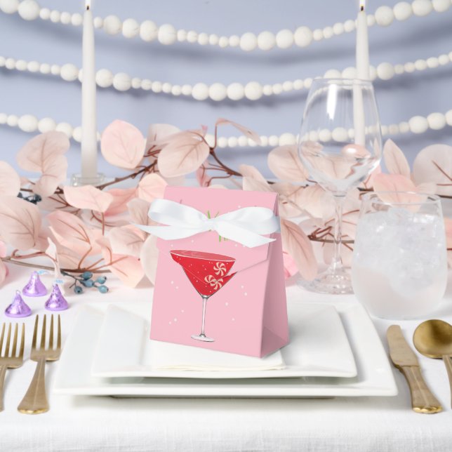 Merry-tini Merry Martini Holiday Cocktail Party Favor Boxes (Wedding)