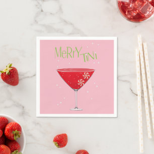 Merry-tini Merry Martini Holiday Cocktail Party Paper Napkins