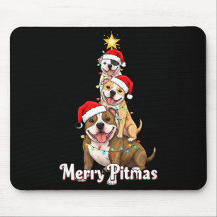 Merry Tmas Tbull Christmas Theme For Festive Dog L Mouse Pad