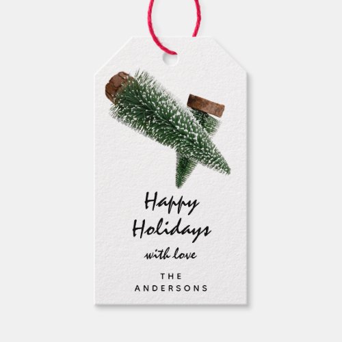 Merry To Holiday Gift Happy Holidays Tree White Gift Tags