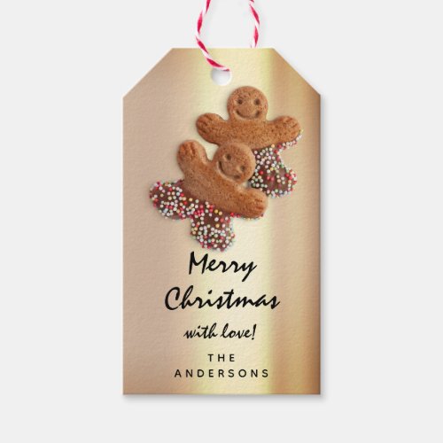 Merry To Holiday Gift Happy New Gingerbread Gold Gift Tags