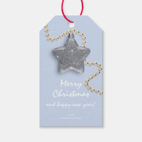 Merry To Holiday Gift Happy New Gold Blue Star Gift Tags