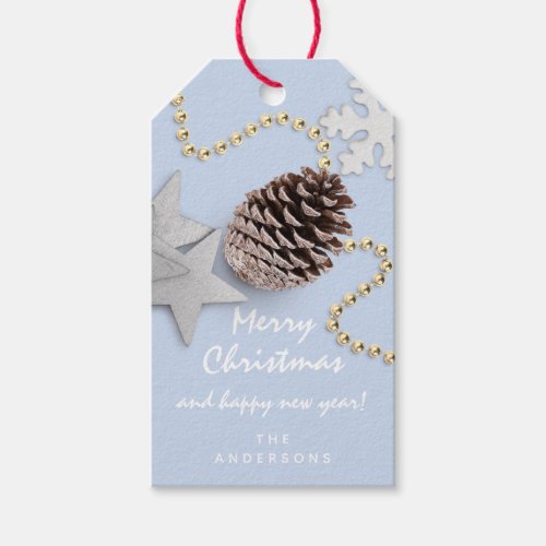 Merry To Holiday Gift Happy New Gold Blue Star Gift Tags