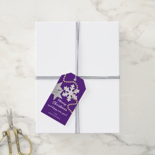 Merry To Holiday Gift Happy New Gold Gray Purple Gift Tags