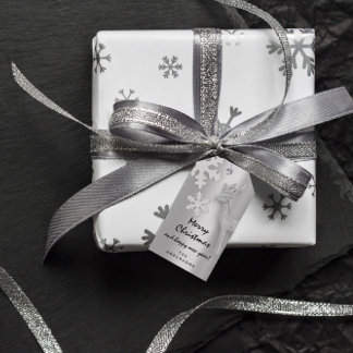 Merry To Holiday Gift Happy New Year Deer Silver Gift Tags