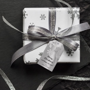 Merry To Holiday Gift Happy New Year Deer Silver Tags