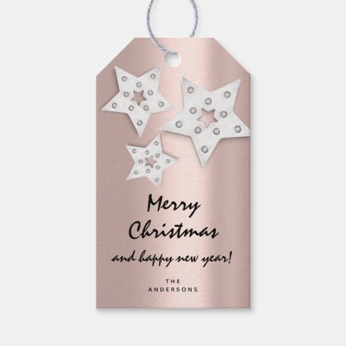 Merry To Holiday Gift Happy New Year Snow Rose Gift Tags