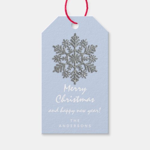Merry To Holiday Gift Happy New YearBlue Snowflake Gift Tags