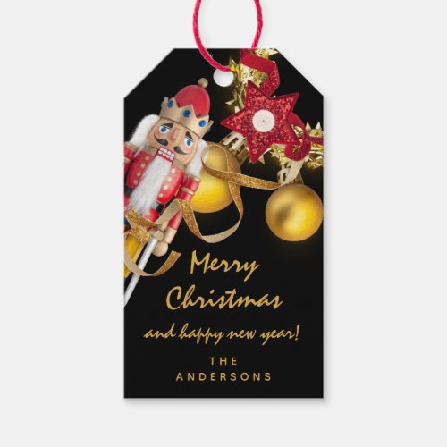 Merry To Holiday Gift Happy Year Wreath Black Red Gift Tags