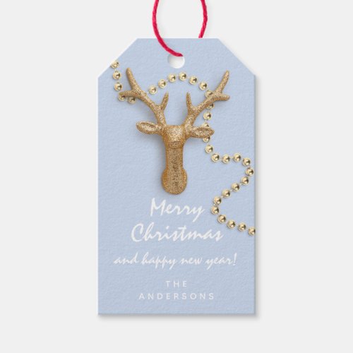 Merry To Holiday Gift Reindeer Happy New Gold Gift Tags