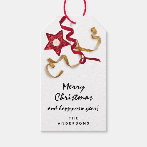 Merry To Holiday Gift Tag Red Star Happy New Year