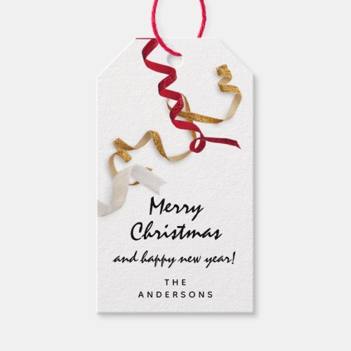 Merry To Holiday Gift Tag Ribbon Happy New Year