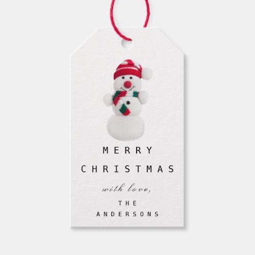 Merry To Holiday Gift Tag Snowman White Red