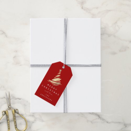 Merry To Name From Holiday Christmas Gold Burgundy Gift Tags