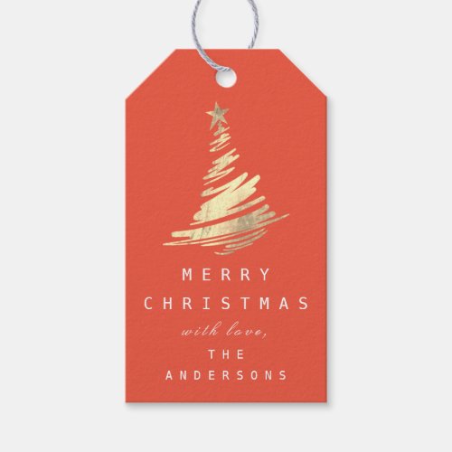 Merry To Name From Holiday Christmas Gold Coral Gift Tags