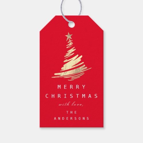 Merry To Name From Holiday Christmas Golden Tree  Gift Tags