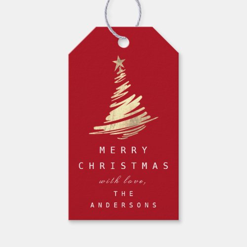 Merry To Name From Holiday Christmas Red Gold Gift Tags