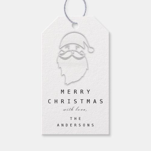 Merry To Name Holiday Christmas Silver Santa Gift Tags
